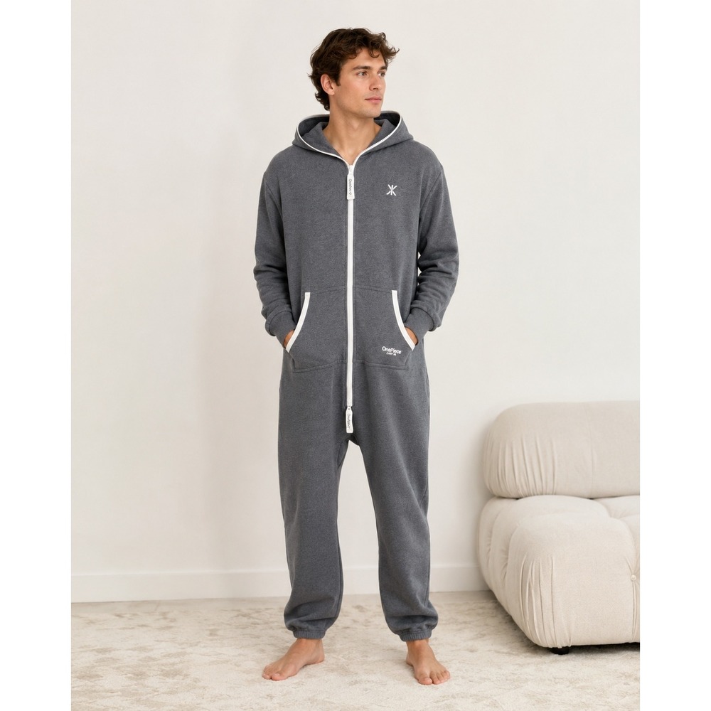 ONEPIECE Norwegian Original Gray Hooded Onesie Jumpsuit Unisex Extra Large